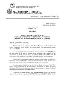 CD52.R13 — Human Resources for Health: Increasing Access to Qualified Health Workers in Primary Health Care-based Health S