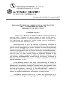Declaración de Montevideo - Nuevas orientaciones de la atención primaria de salud. [2005]
