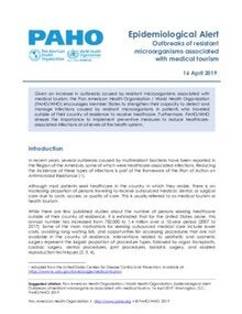 16 April 2019 - Epidemiological Alert on Outbreaks of resistant microorganisms associated with medical tourism