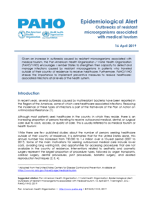 16 April 2019 - Epidemiological Alert on Outbreaks of resistant microorganisms associated with medical tourism