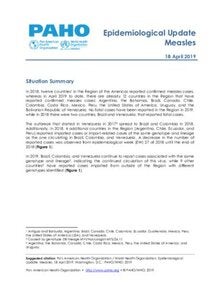 18 April 2019: Measles - Epidemiological Update