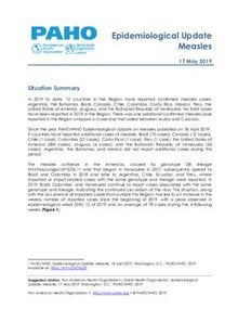 17 May 2019 - Epidemiological Update on Measles