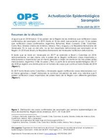 18 de abril de 2019: Sarampión - Actualización Epidemiológica