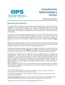 25 de junio de 2019: Dengue - Actualización Epidemiológica