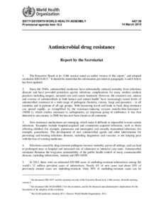 WHA67.39 Antimicrobial drug resistance, 2014