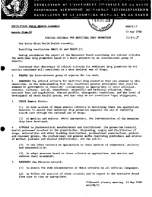 WHA41.17 Ethical Criteria for Medicinal Drug Promotion, 1988
