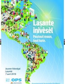 Afich: Lasante inivèsèl. Pou tout moun, tout kote. (Créole)