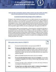 Folheto: O álcool e a COVID-19: o que você precisa saber 