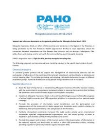 Concept Note: Support and Reference Document on the General Guidelines for Mosquito Awareness Week 2020