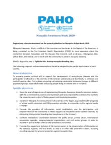 Concept Note: Support and Reference Document on the General Guidelines for Mosquito Awareness Week 2020