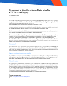 Resumen de la situación epidemiológica actual de COVID-19 en Uruguay. 28 de octubre de 2020