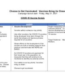 Scripts for COVID-19 vaccination campaign videos