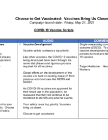 Scripts for COVID-19 vaccination campaign videos