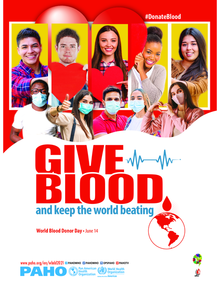 Día Mundial del Donante de Sangre 2021.  (Póster en inglés para imprimir   - 22 por 30 pulgdas)