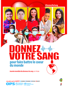 Día Mundial del Donante de Sangre 2021.  (Póster en francés para imprimir  - 22 por 30 pulgdas)