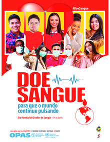 World Blood Donor Day 2021.  (Portuguese poster for printing - 22 by 30 inches)