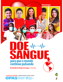 Día Mundial del Donante de Sangre 2021.  (Póster en portugués para imprimir  - 22 por 30 pulgdas)