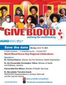 Flyer. Event for the Region of the Américas  “Give blood and keep the world beating 