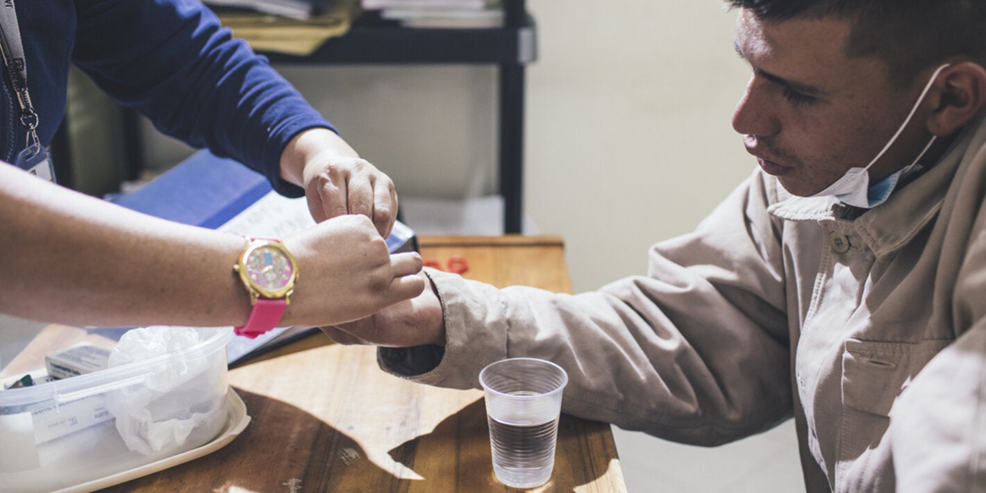 Patient receiving TB treatment