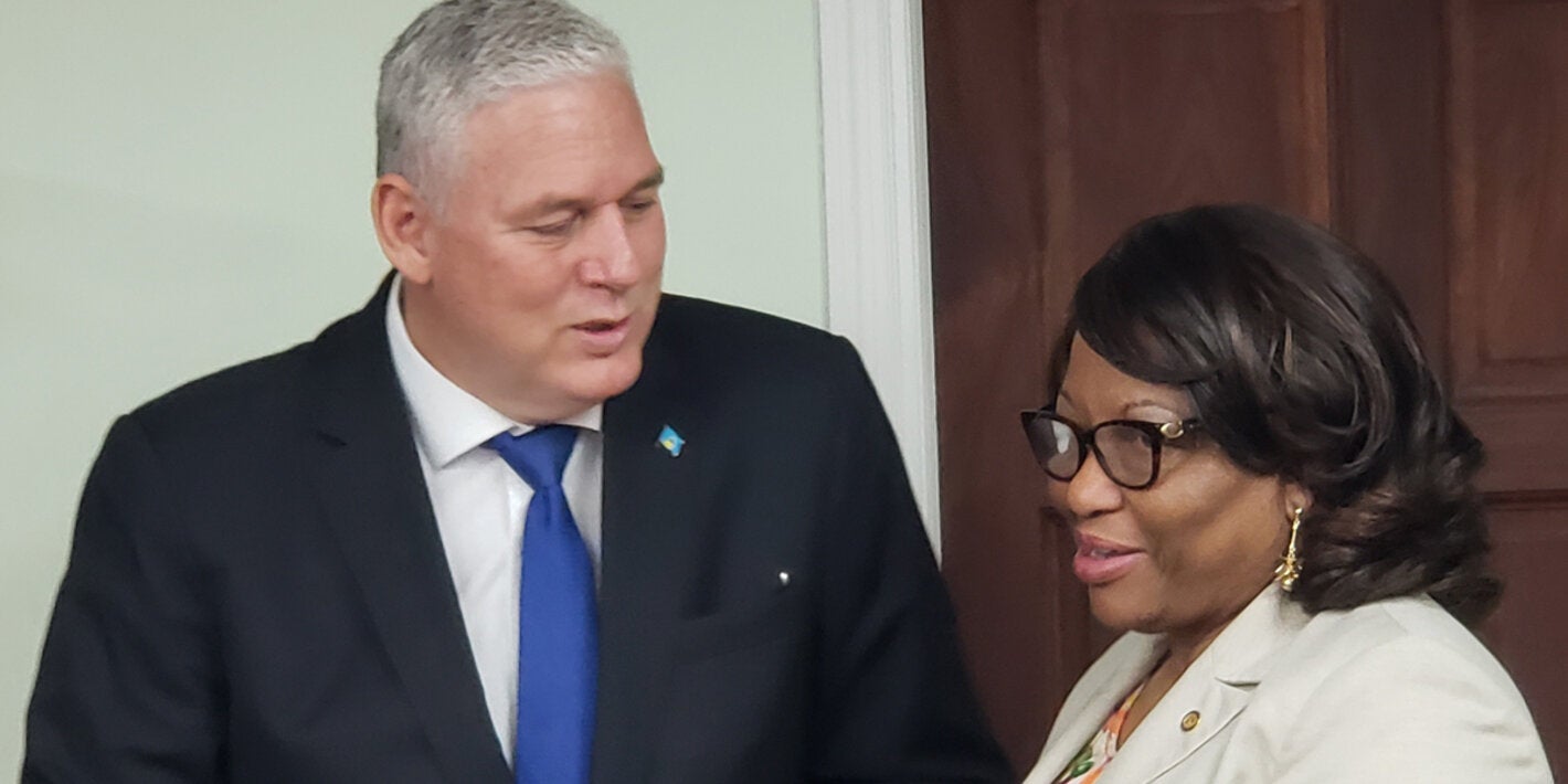 Prime Minister of St Lucia, Allen Chastanet with Dr. Carissa F. Etienne