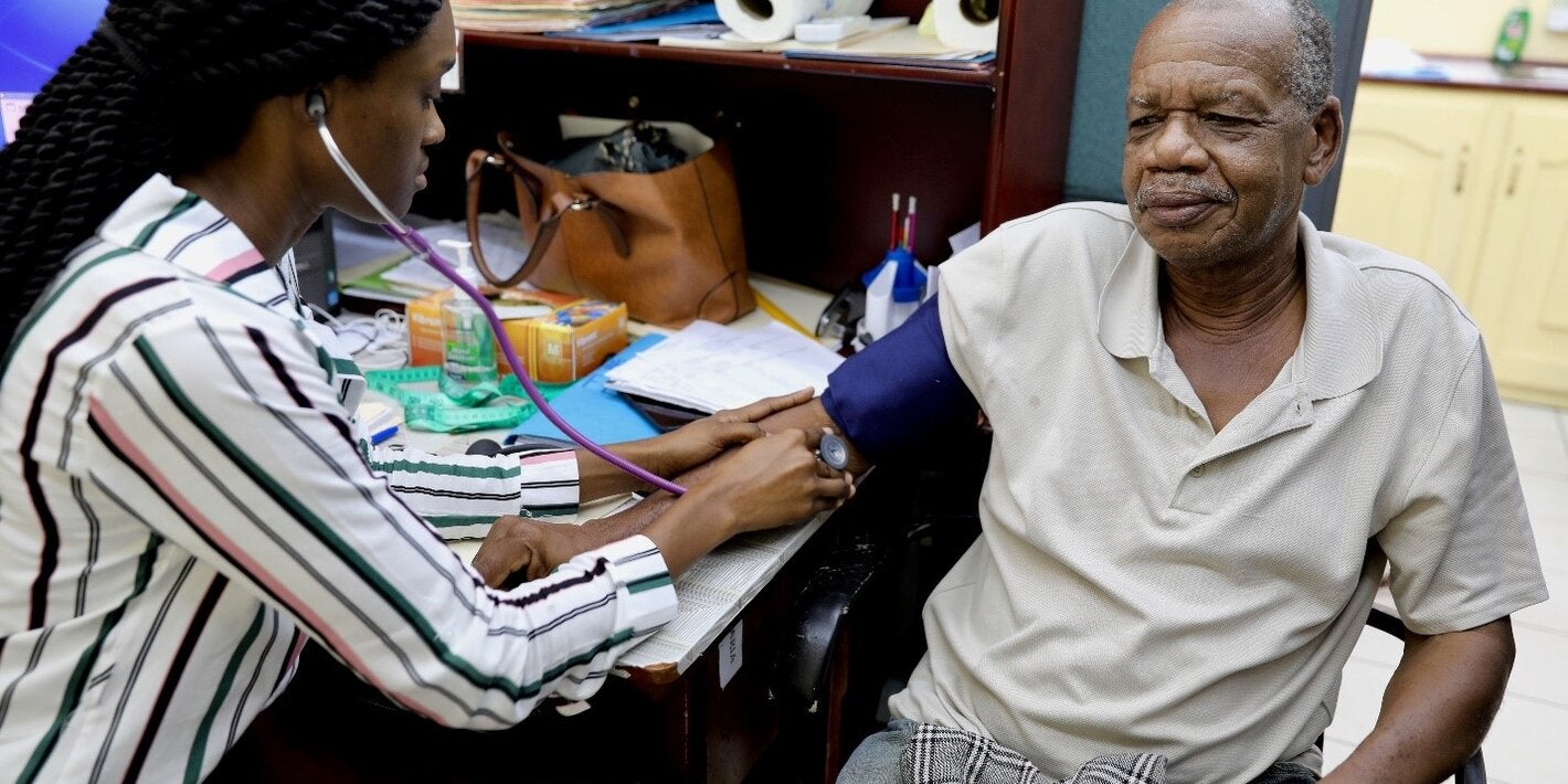 taking blood pressure