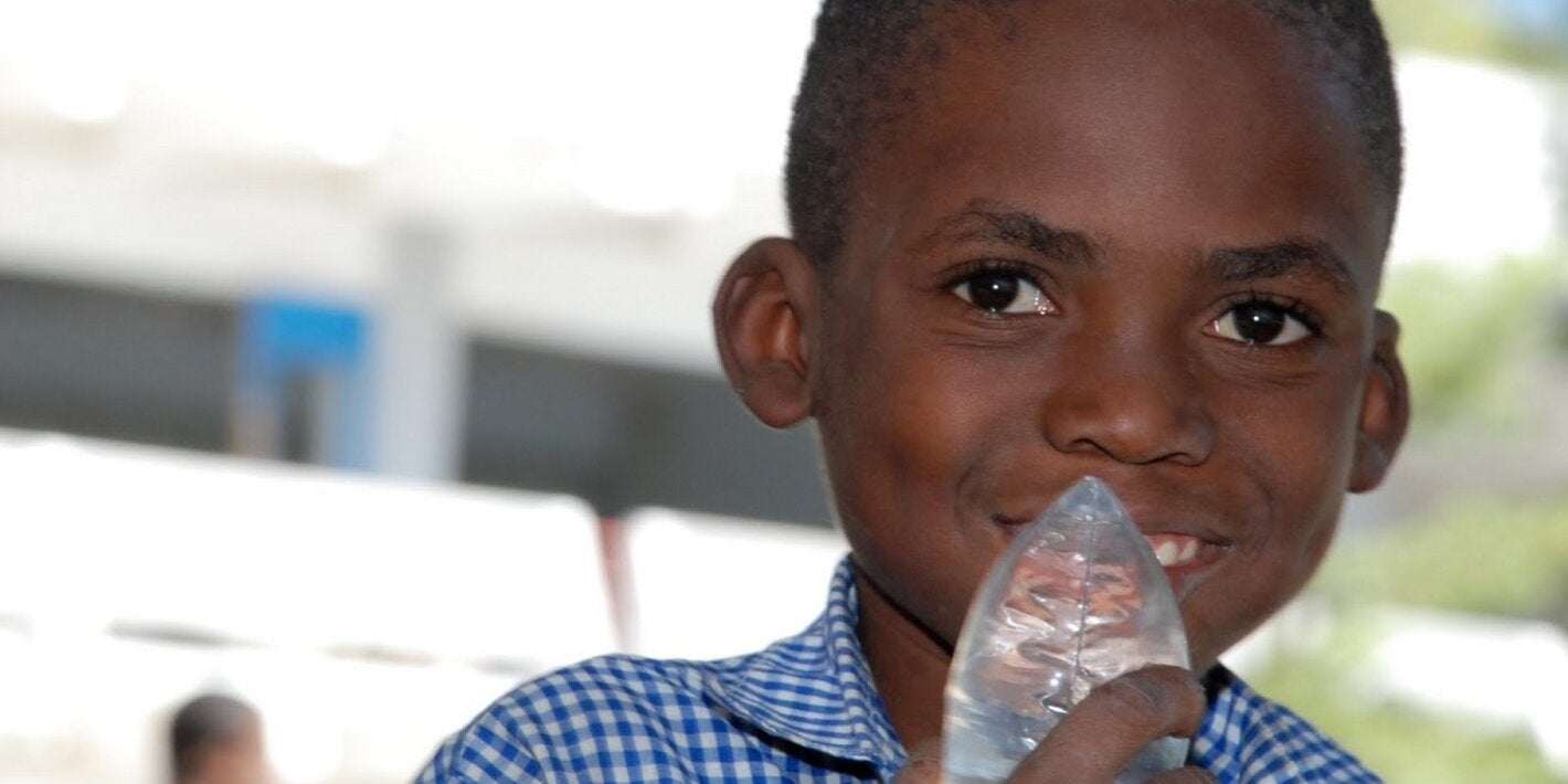 Boy drinking water