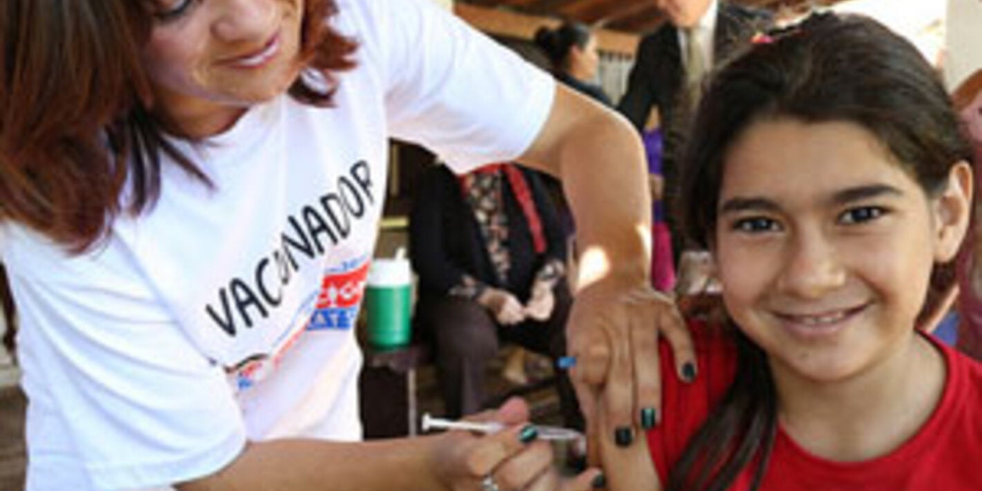 Girl getting vaccinated