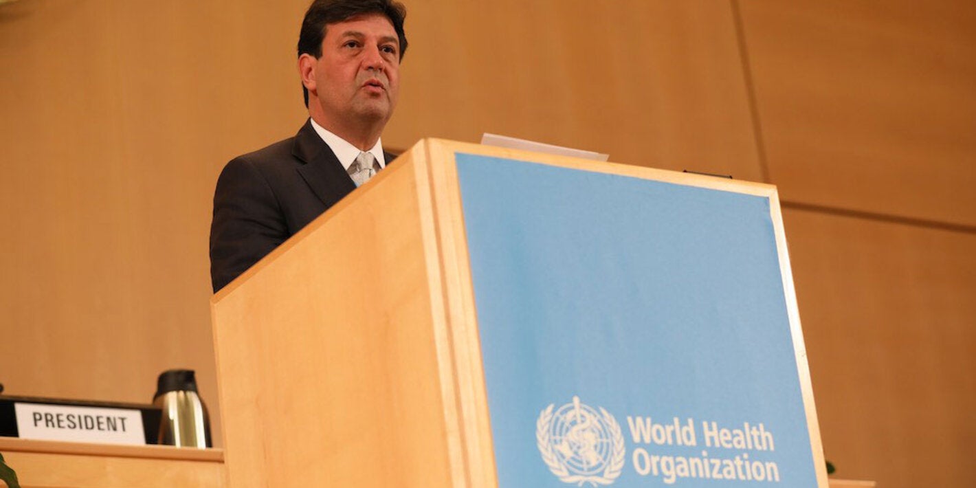Luiz Henrique Mandetta, Brazil Minister of Health, addresses the 72 WHA