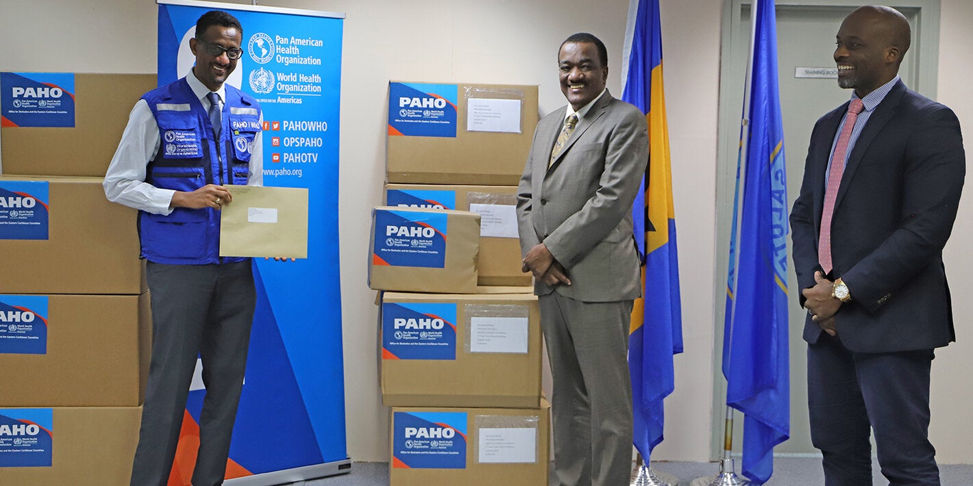 PAHO Barbados donated COVID-19 supplies to Barbados