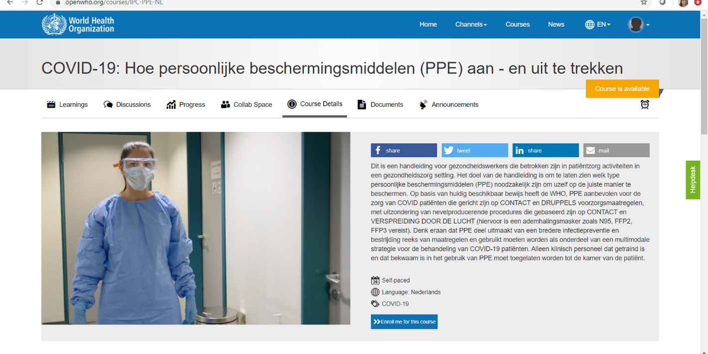 PAHO Suriname launches COVID-19 Courses in Dutch