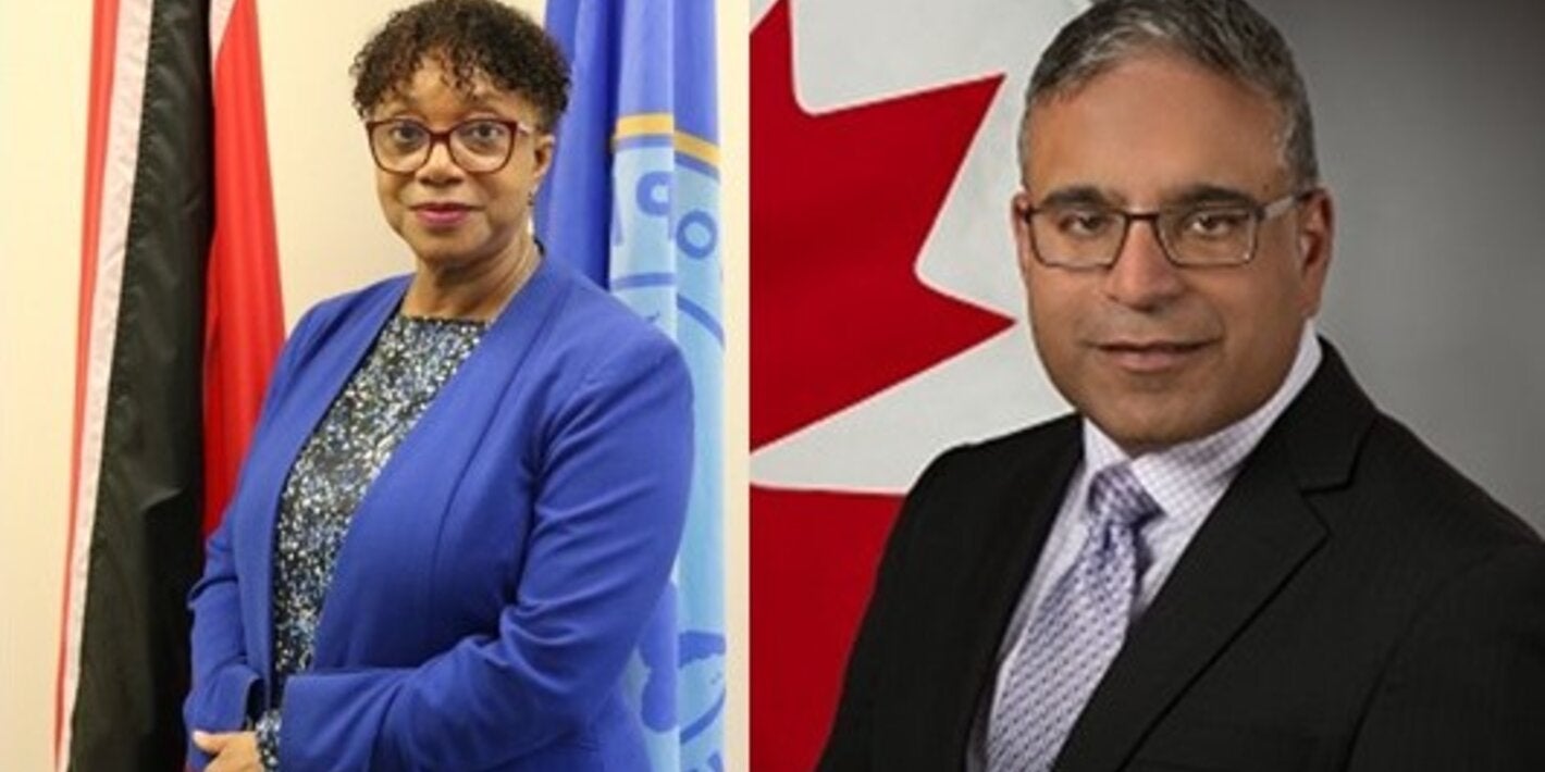 Dr. Erica Wheeler, PAHO/WHO Trinidad and Tobago Country Representative and His Excellency  Sharad Kumar Gupta, High Commissioner of Canada to Trinidad and Tobago