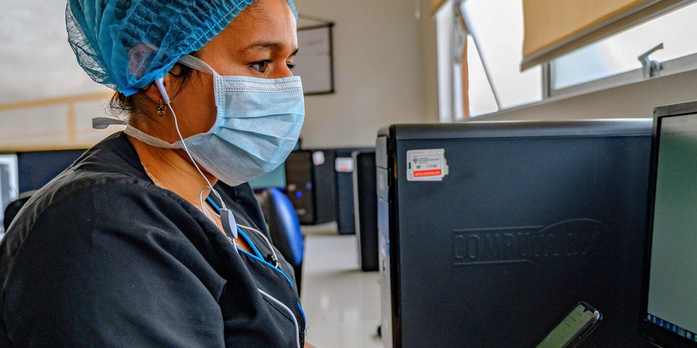 Health worker interact with application