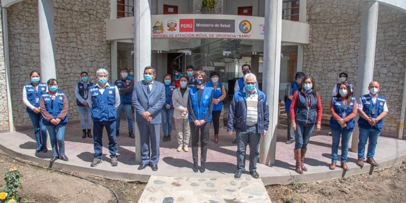 Representantes de OPS, PMA y Gore Áncash inauguran central telefónica para atender COVID