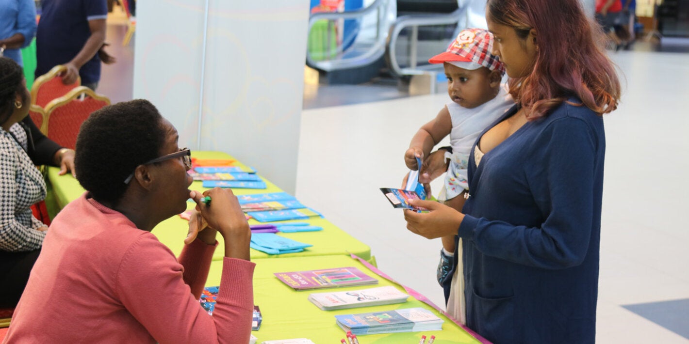 Mother and child participates in the Wellness Fair 