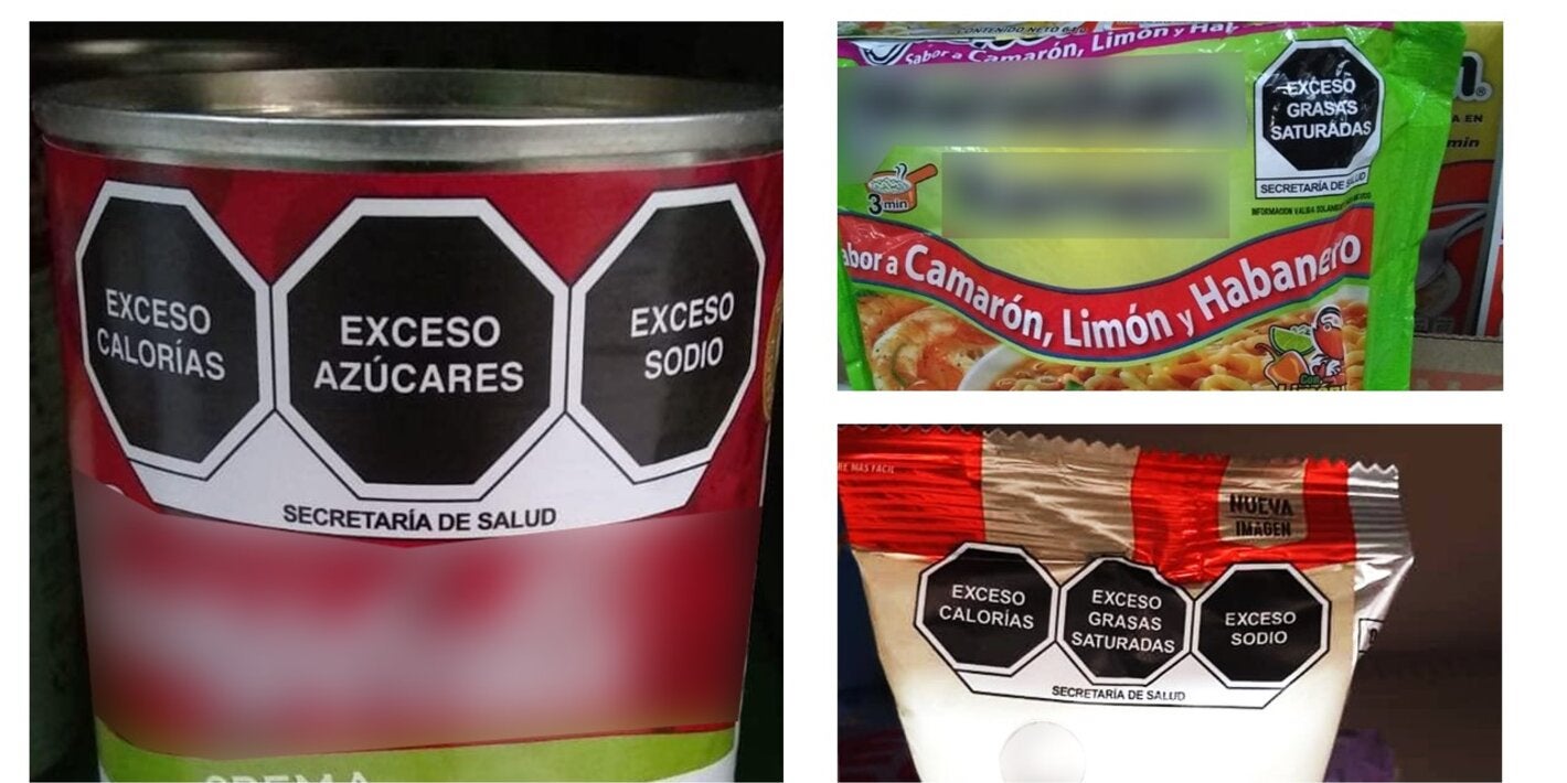 Ejemplo de etiquetado frontal en productos mexicanos