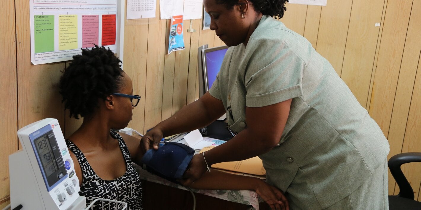 Nurse measuring blood pressure