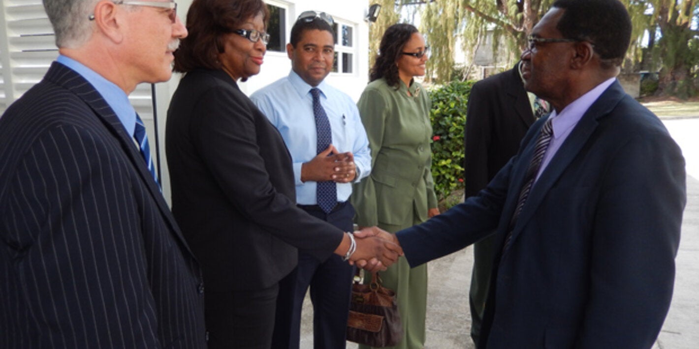 Dr. Etienne visits the Pogson Hospital with Hon. Eugene Hamilton, Minister of Health and other health officials along with Dr. Godfrey Xuereb, PWR for Barbados and Eastern Caribbean Countries