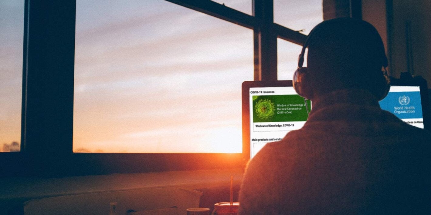 Man teleworking from home