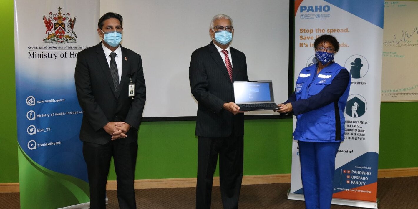 From L-R: Dr. Roshan Parasram, Chief Medical Officer; The Honorable Terrence Deyalsingh, Minister of Health; and Dr. Erica Wheeler, PAHO/WHO Representative