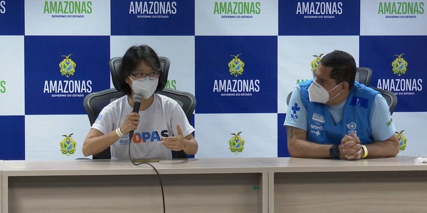 A consultora da OPAS Ho Yeh Li explicou que o equipamento pode ser utilizado em pacientes com quadro de internação leve a moderado 