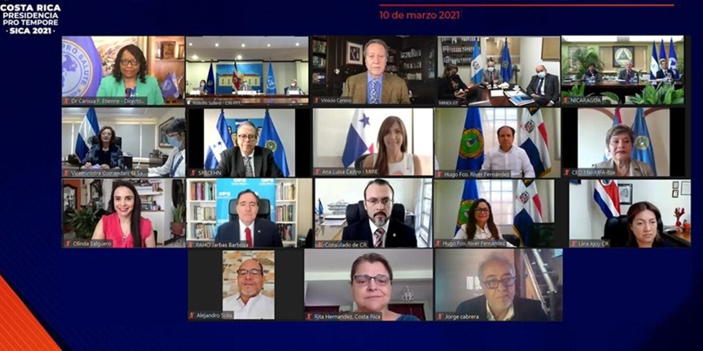 En la reunión participaron la Directora y el Subdirector de OPS, la Representante de OPS en Costa Rica y el Consejo de Ministros de Relaciones Exteriores