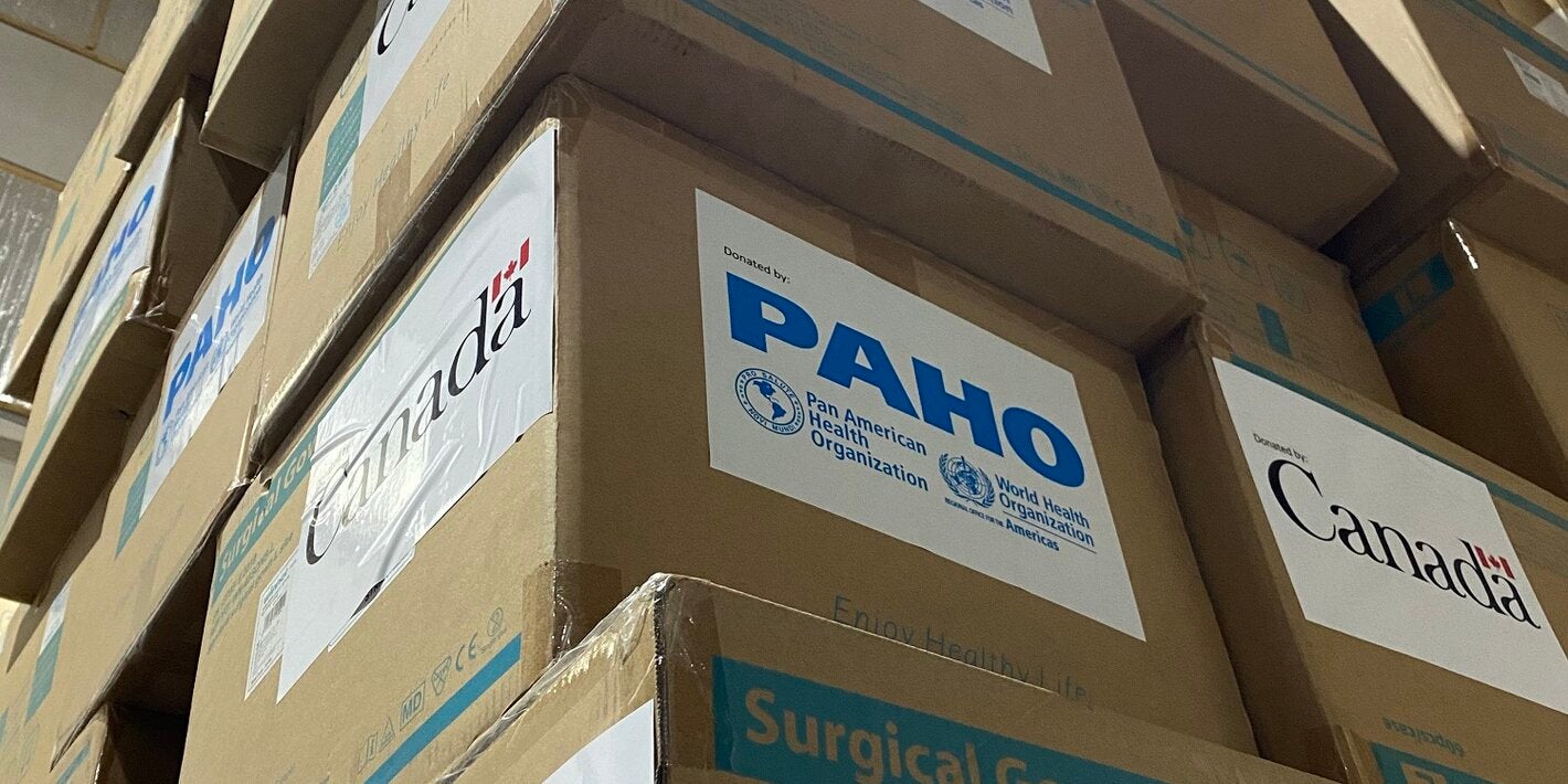 Boxes of Donated PPE by PAHO and the Canadian Government