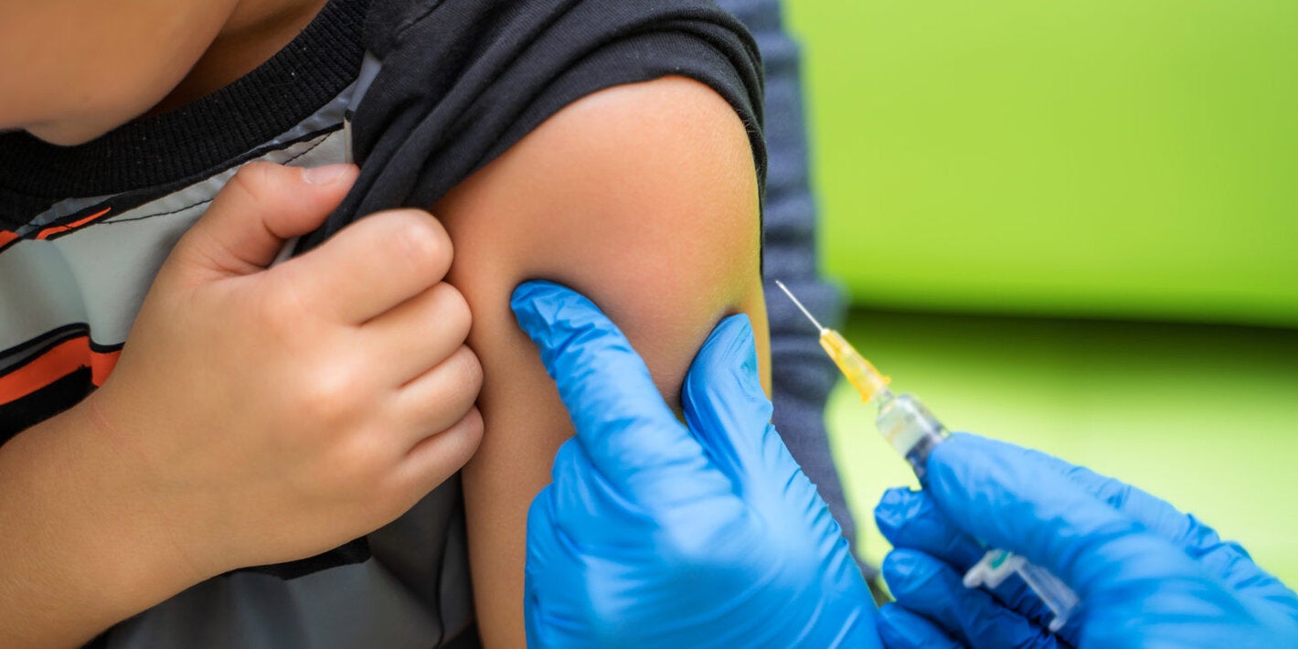 Boy being vaccinated