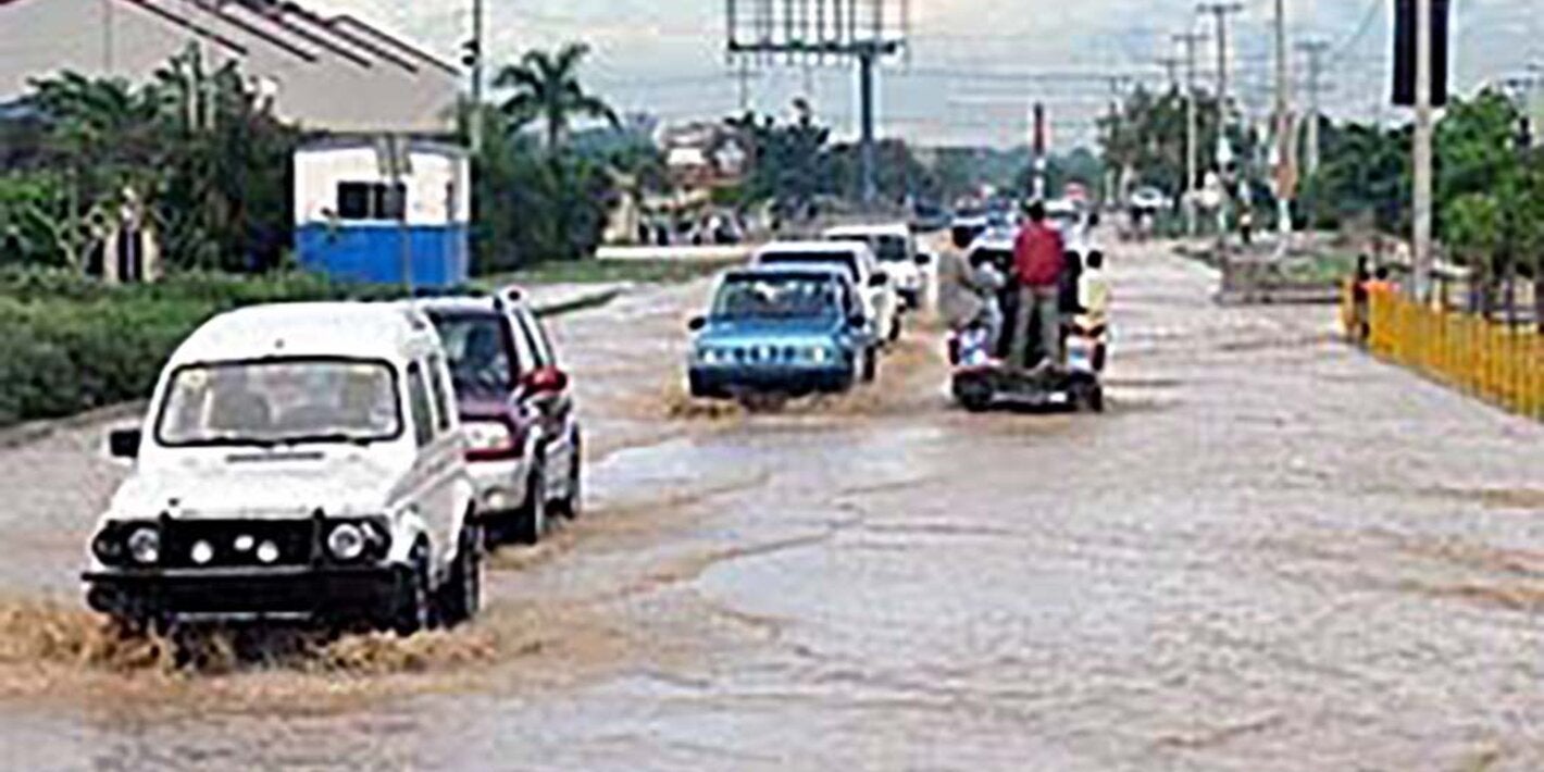Cars on a flooded street