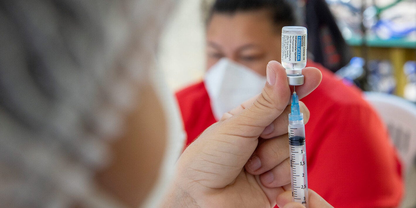 Woman is being vaccinated against COVID-19