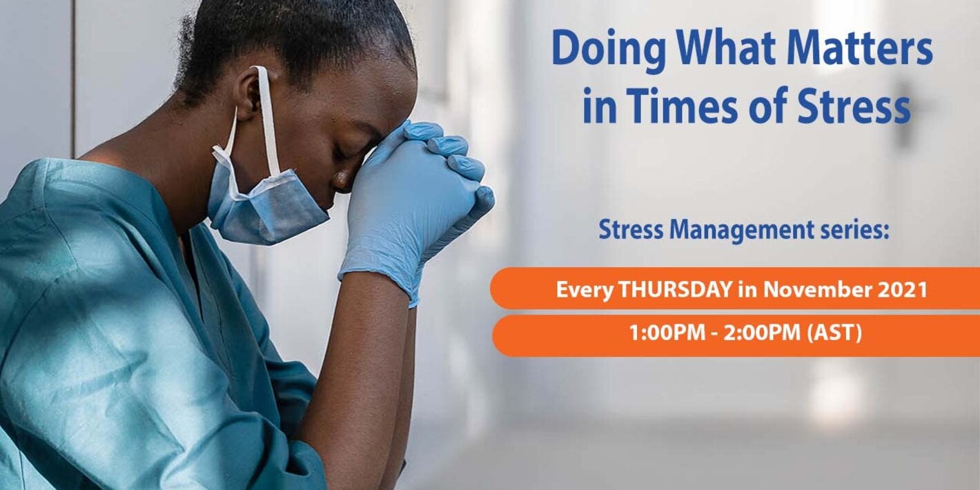 Webinar flyer on stress management
