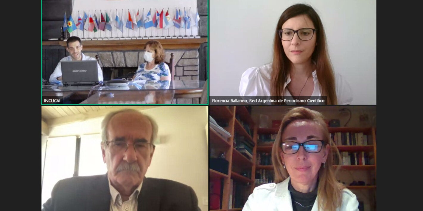 Autoridades de OPS, INCUCAI y la Red Argentina de Periodismo Científico en el evento de presentación