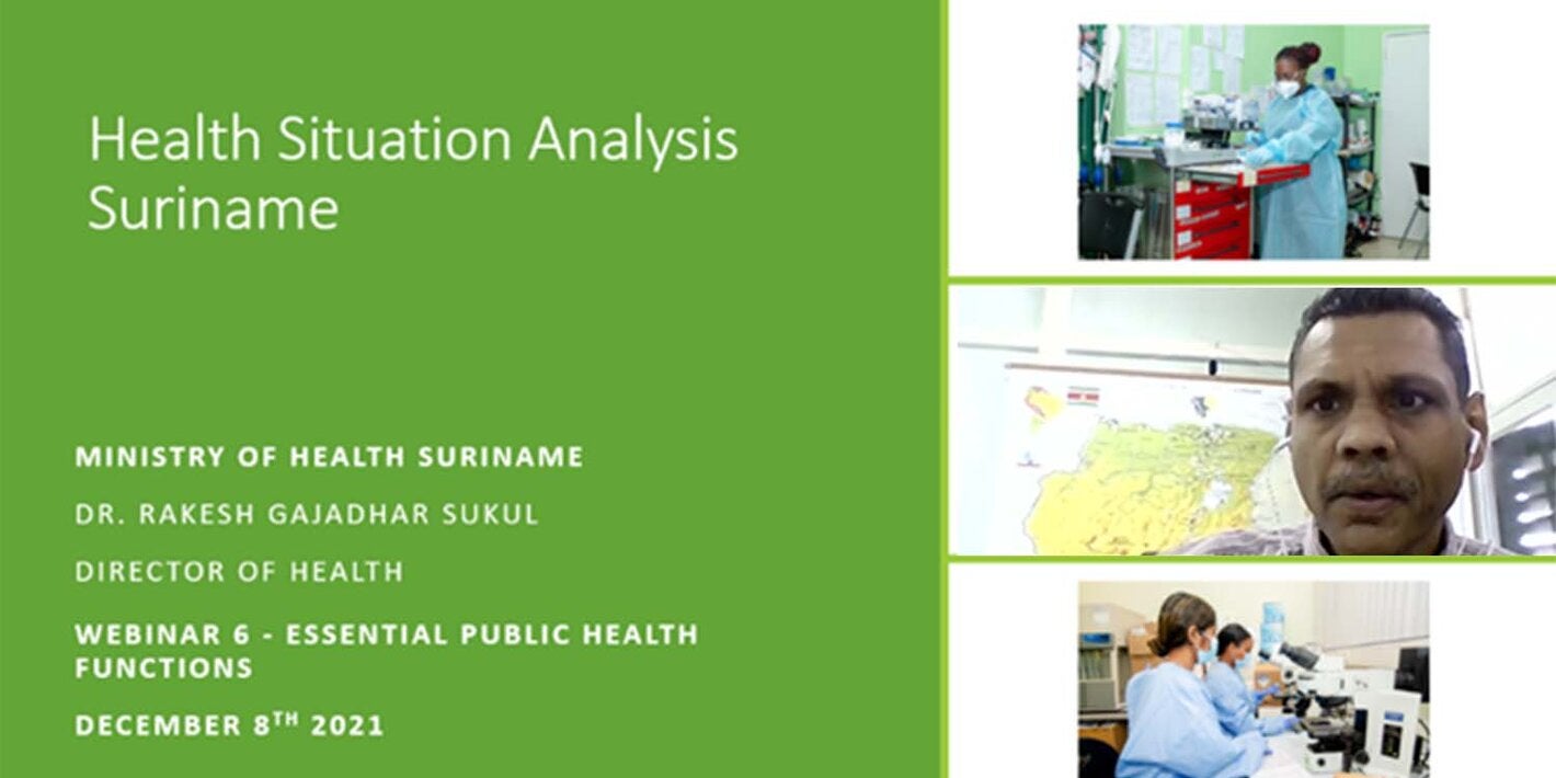 Director of Healh Suriname presenting EPHF Evaluation2021