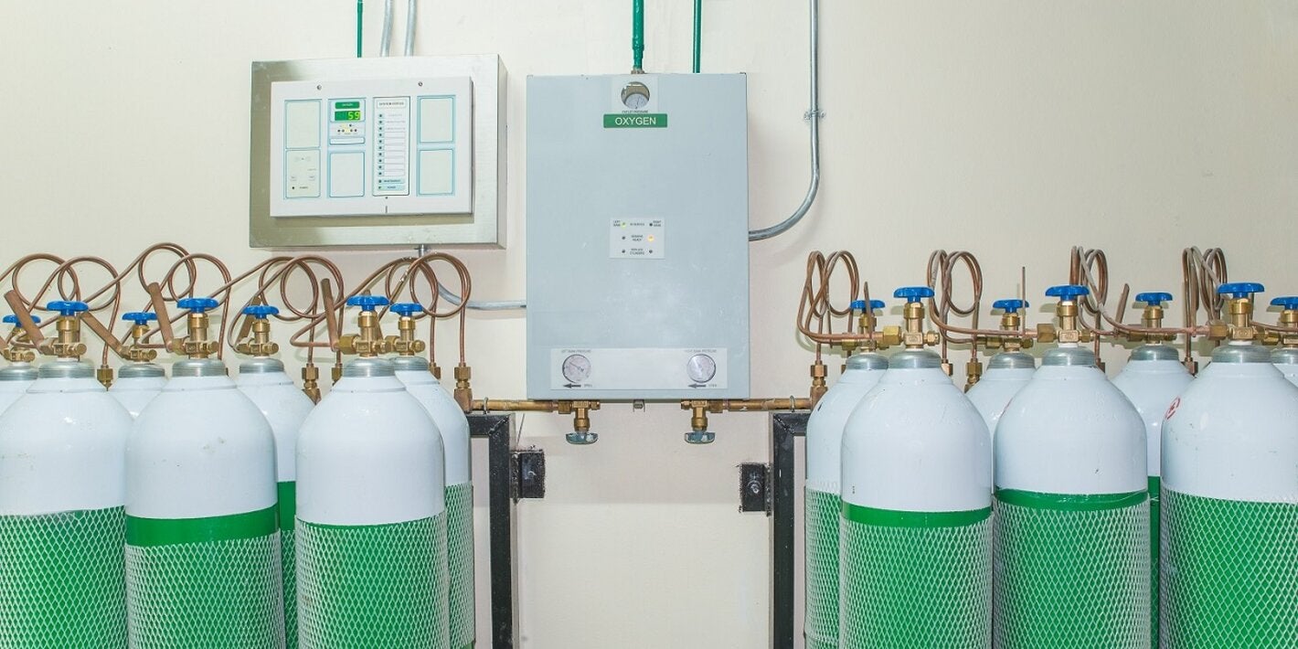 Oxygen tanks at a hospital