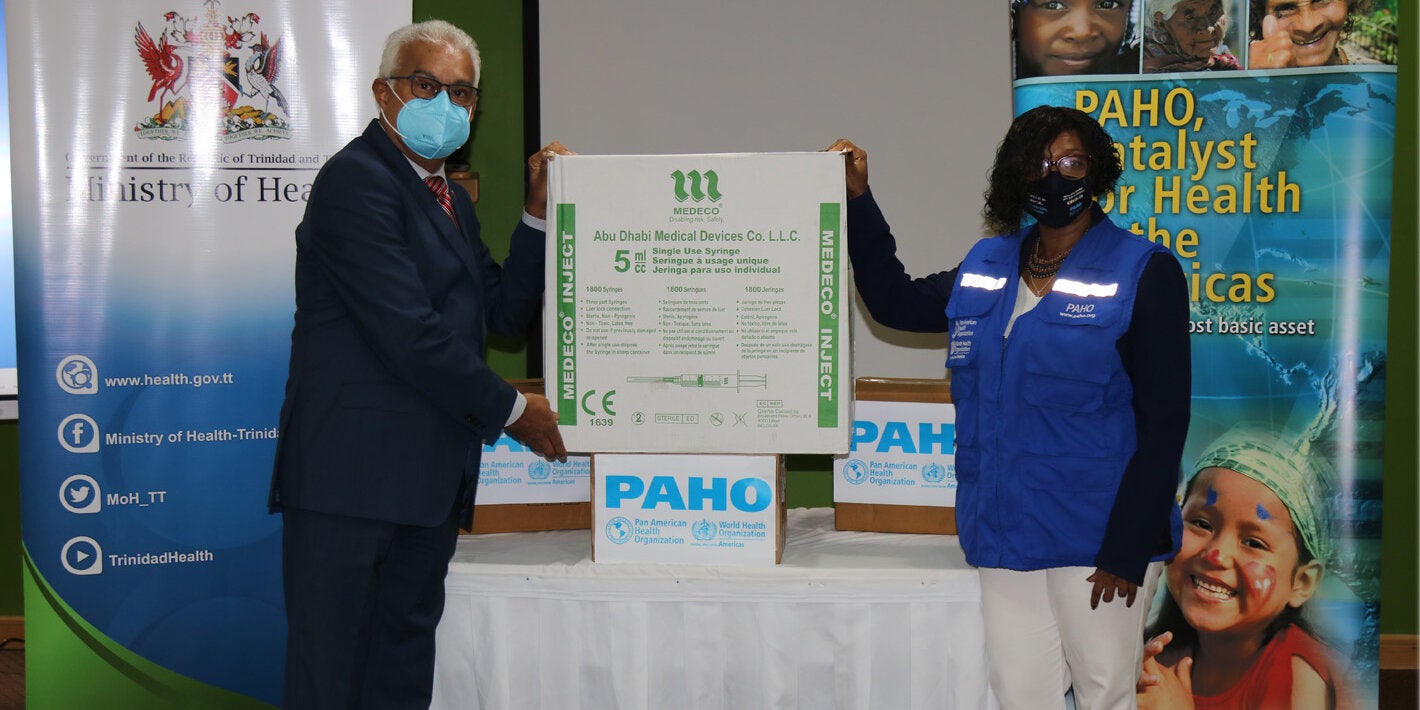 Minister of Health, The Honourable Terrence Deyalsingh and PAHO/WHO Representative, Dr Erica Wheeler 